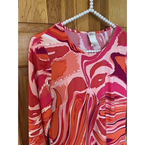 ALI RO Dress Womens Size 2 Mod Pink Cherry Red Retro 60’s Abstract Wedding - Picture 3 of 7